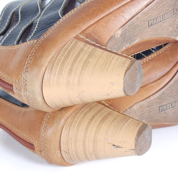 Pikolinos Women's Java EU40 US9-9,5 Black Cutouts Back Zip Caged Sandals Shoes - Picture 16 of 16